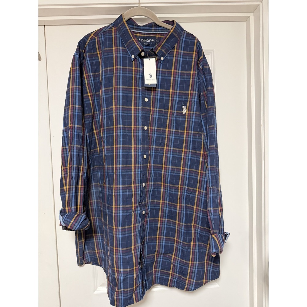 U.S. Polo Assn., Mens long-sleeve cotton button down, size 2XLT